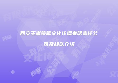 西安王者荣耀文化传播有限责任公司及战队介绍
