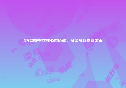 X4越野车驾驶心路历程：从菜鸟到赛道之王