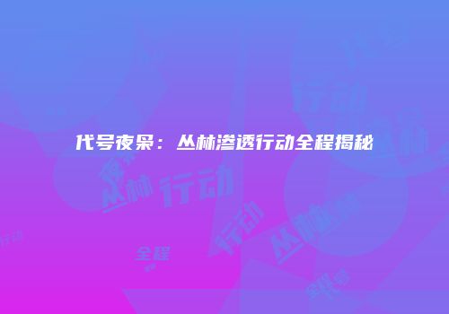代号夜枭：丛林渗透行动全程揭秘
