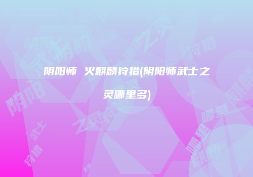 阴阳师 火麒麟狩猎(阴阳师武士之灵哪里多)