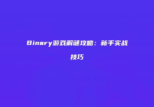 Binary游戏解谜攻略：新手实战技巧