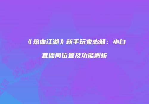 《热血江湖》新手玩家必知：小白直播间位置及功能解析