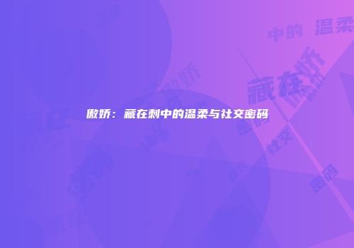 傲娇：藏在刺中的温柔与社交密码