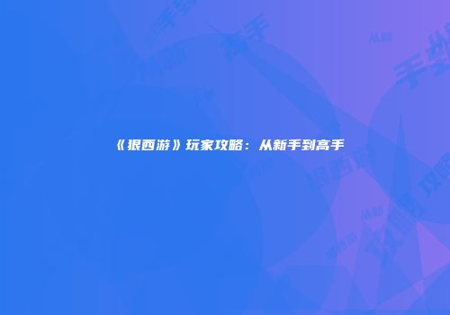 《狠西游》玩家攻略：从新手到高手