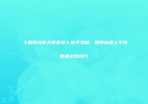 《顺网鸿蒙天尊页游》新手攻略：如何快速上手并精通游戏技巧