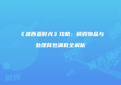 《波西亚时光》攻略：销毁物品与处理背包满载全解析