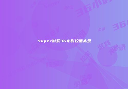 Super游戏36小时挖宝实录