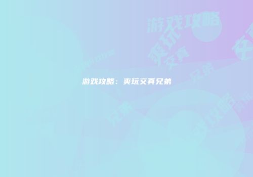 游戏攻略：爽玩交真兄弟