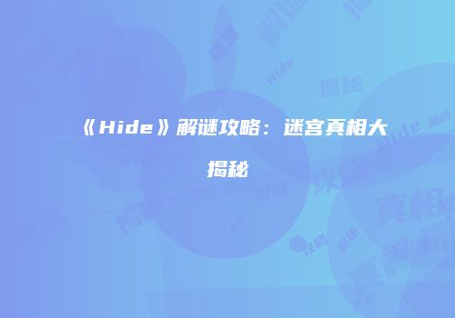 《Hide》解谜攻略：迷宫真相大揭秘
