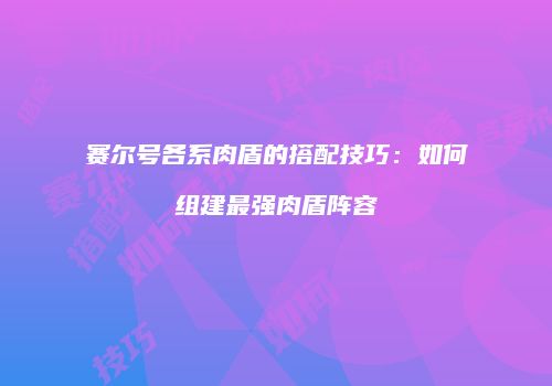 赛尔号各系肉盾的搭配技巧：如何组建最强肉盾阵容