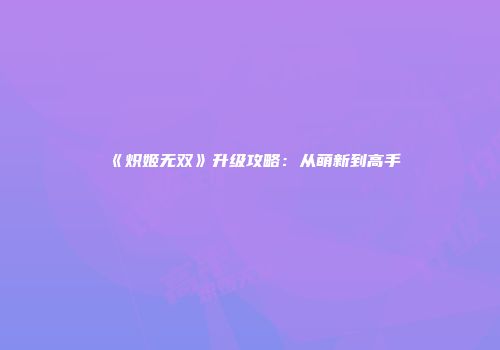 《炽姬无双》升级攻略：从萌新到高手