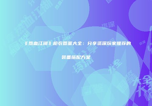 《热血江湖》枪衣图鉴大全：分享资深玩家推荐的装备搭配方案