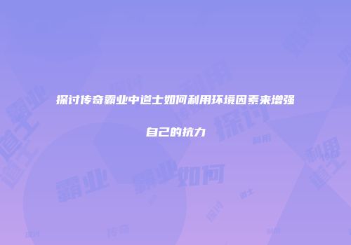 探讨传奇霸业中道士如何利用环境因素来增强自己的抗力