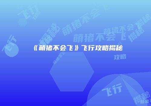 《萌猪不会飞》飞行攻略揭秘