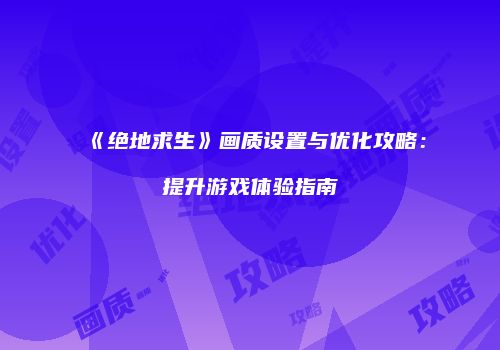 《绝地求生》画质设置与优化攻略：提升游戏体验指南