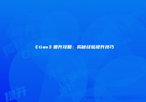 《Gas》速升攻略：揭秘经验提升技巧