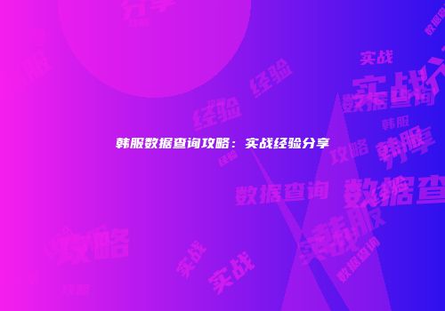 韩服数据查询攻略：实战经验分享