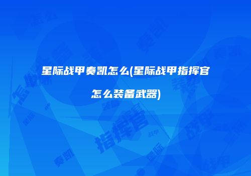 星际战甲奏凯怎么(星际战甲指挥官怎么装备武器)