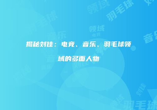 揭秘刘佳：电竞、音乐、羽毛球领域的多面人物
