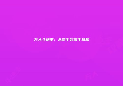 万人斗地主：从新手到高手攻略