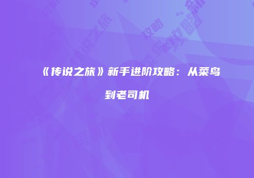 《传说之旅》新手进阶攻略：从菜鸟到老司机