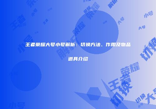 王者荣耀大号小号解析：切换方法、作用及物品道具介绍