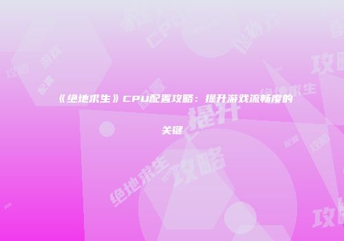 《绝地求生》CPU配置攻略：提升游戏流畅度的关键