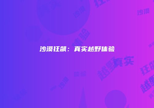 沙漠狂飙：真实越野体验