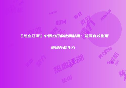 《热血江湖》中精力丹的使用时机：如何有效利用来提升战斗力