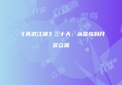 《真武江湖》三十天：从菜鸟到开宗立派