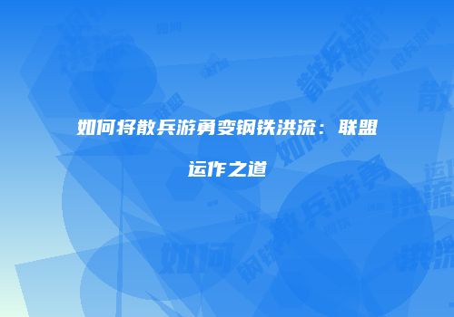 如何将散兵游勇变钢铁洪流：联盟运作之道