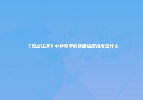 《热血江湖》中神奇琴的装备搭配指南是什么