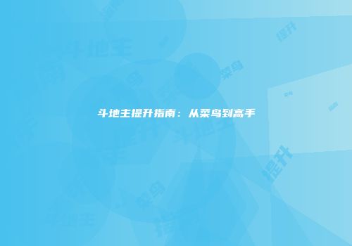 斗地主提升指南：从菜鸟到高手