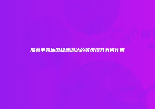 魔兽争霸地图极速溜冰的等级提升有何作用