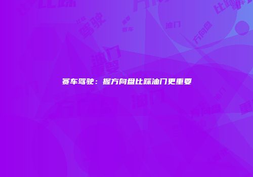 赛车驾驶：握方向盘比踩油门更重要