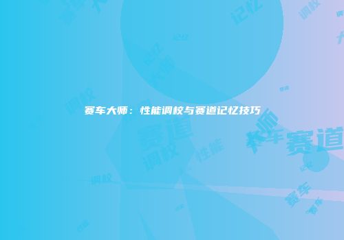 赛车大师：性能调校与赛道记忆技巧