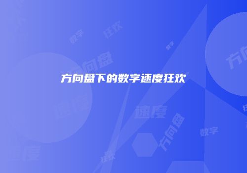 方向盘下的数字速度狂欢