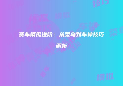 赛车模拟进阶：从菜鸟到车神技巧解析