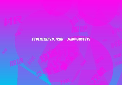 村民加速成长攻略：从菜鸟到村长
