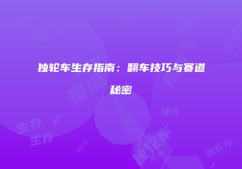 独轮车生存指南：翻车技巧与赛道秘密