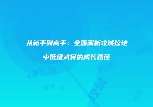 从新手到高手：全面解析攻城掠地中低级武将的成长路径