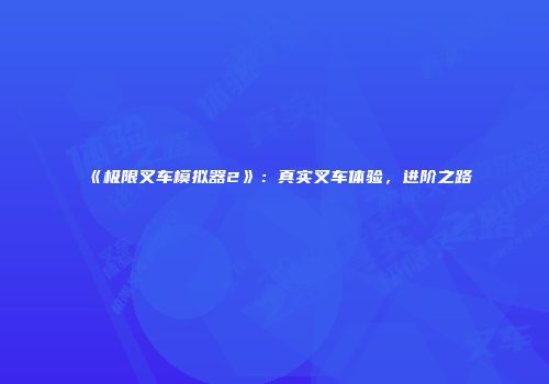 《极限叉车模拟器2》：真实叉车体验，进阶之路