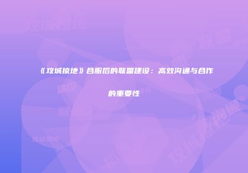 《攻城掠地》合服后的联盟建设：高效沟通与合作的重要性