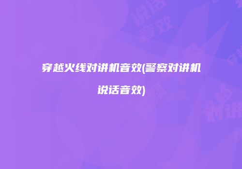 穿越火线对讲机音效(警察对讲机说话音效)