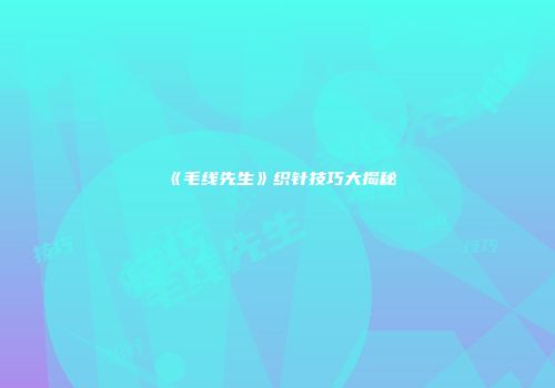 《毛线先生》织针技巧大揭秘
