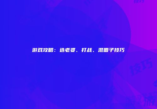 游戏攻略：选老婆、打战、混圈子技巧