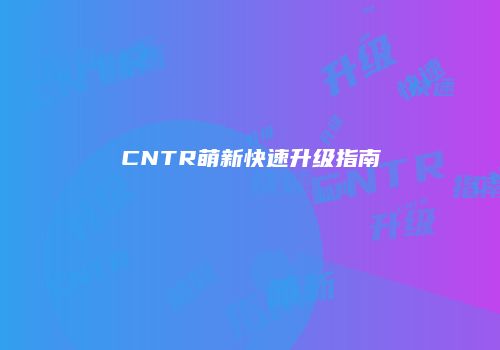 CNTR萌新快速升级指南