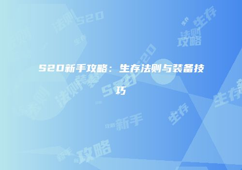 S2D新手攻略：生存法则与装备技巧