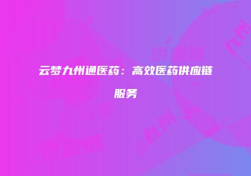 云梦九州通医药：高效医药供应链服务
