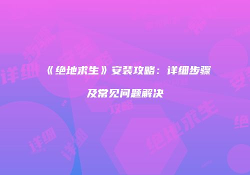 《绝地求生》安装攻略：详细步骤及常见问题解决